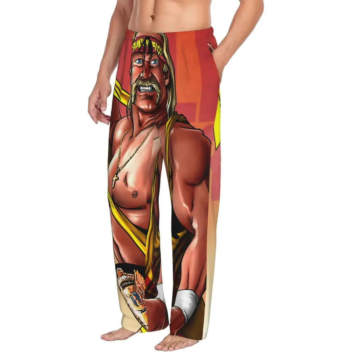 

Мужские пижамные штаны Hulk Hogan Hulkamania на заказ, одежда для сна с карманами для сна и отдыха