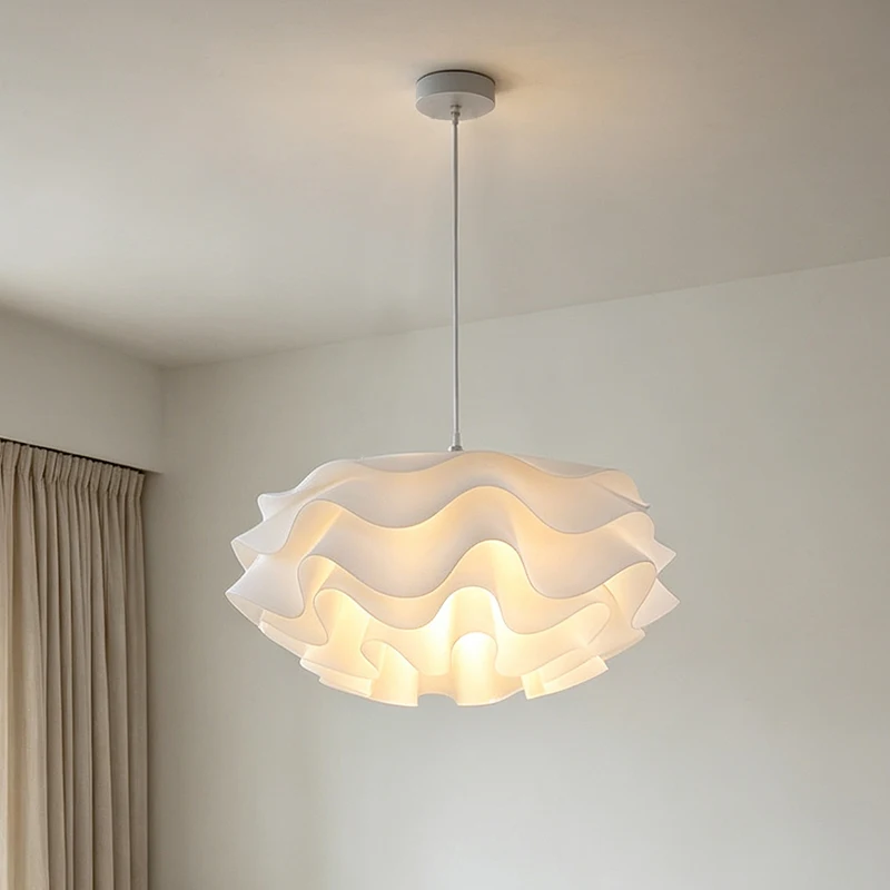Modern White Petal Pendant Light Girls Bedroom Ceiling Hanging Lamp Adjustable Height Fixture For Dining Room Living Room Decor