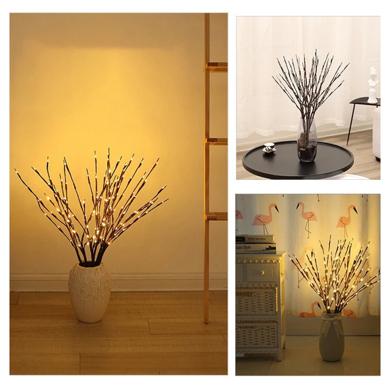 20 Bulbs LED Lighted Twig Branches Lights Battery Powered Decorative Lights Willow Twig Lighted Branch For Home Decoration