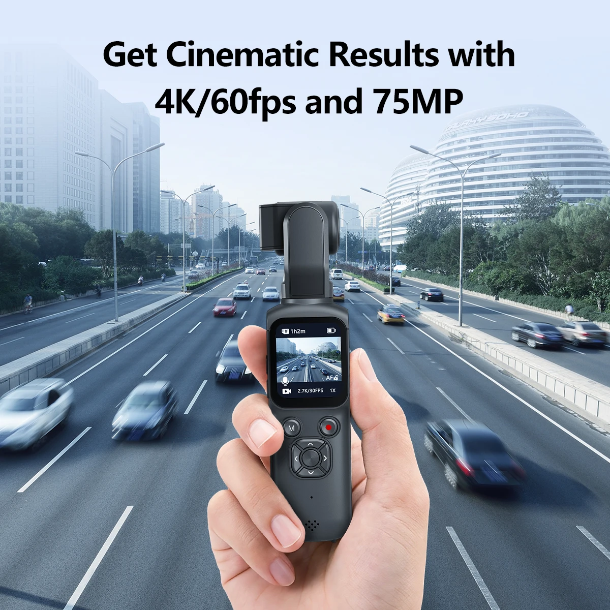 Pocket Vlog Camera 4K Video Camera Face Tracking Handheld Gimbal Camera WiFi Portable Camera with 16GB Card & Tripod