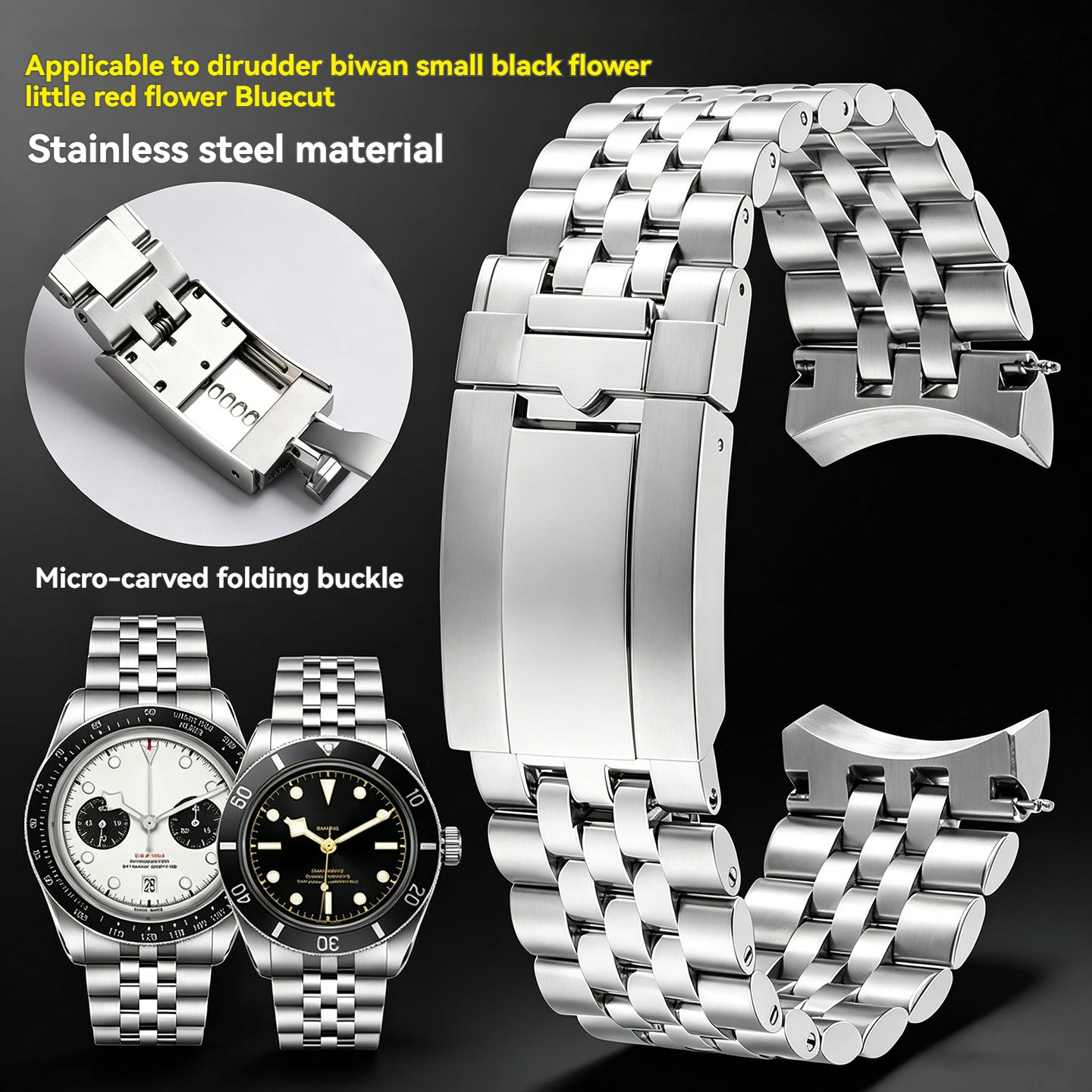 Pulseira de metal Jubilee com extremidade curva de 20/21/22mm para Tudor Black Bay 58 BB58 39mm 41mm Chrono M79250 79363, pulseira de substituição de metal.