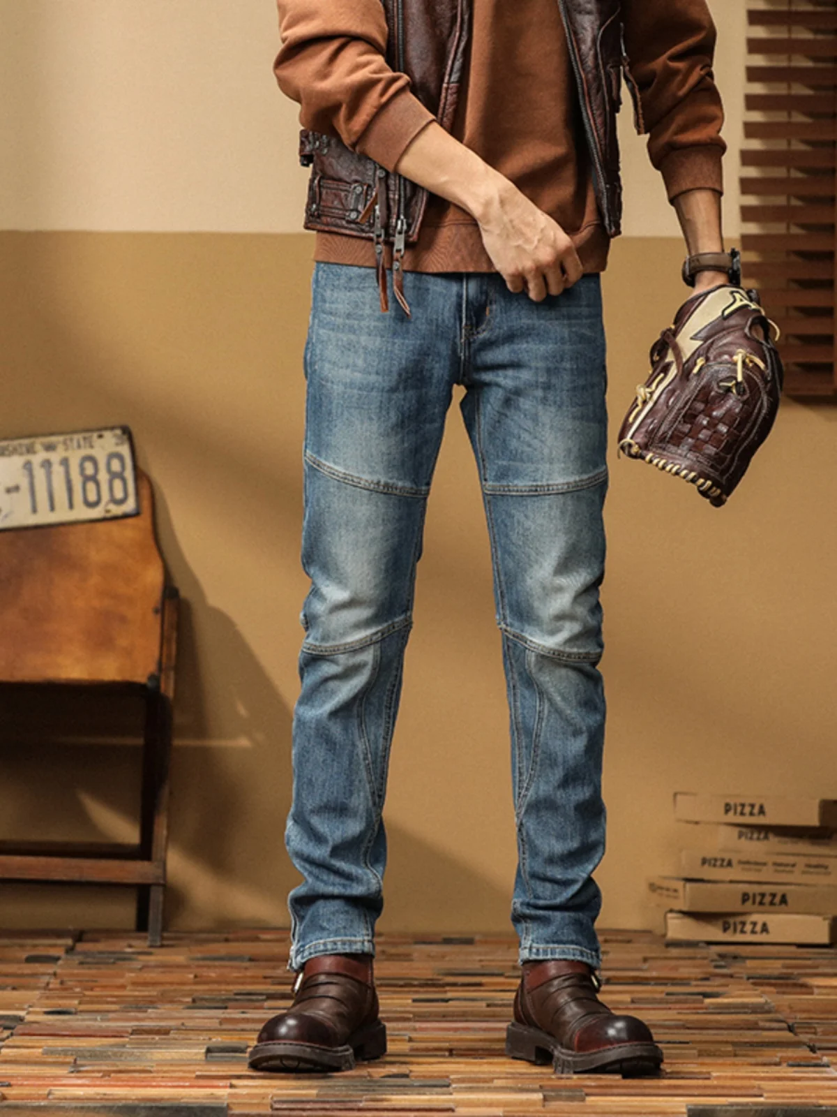 

Американские ретро-джинсы для мужчин: повседневные, узкие, свободные, с эластичными вставками, осенне-зимние, молодежные, трендовые