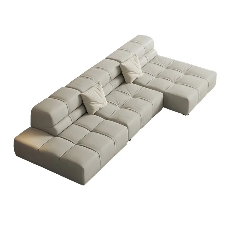 

Italian minimalist leather sofa combination