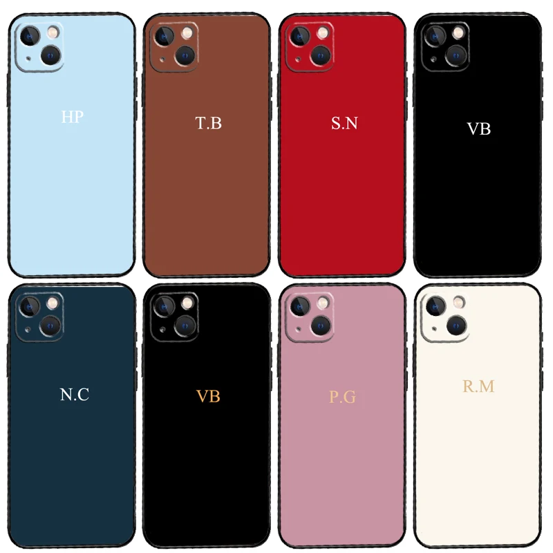 Personalised Pastel Initials Monogram Phone Case For iPhone 14 13 12 11 15 16 Pro Max 7 8 Plus X XR XS Max 12 13 Mini Cover Case