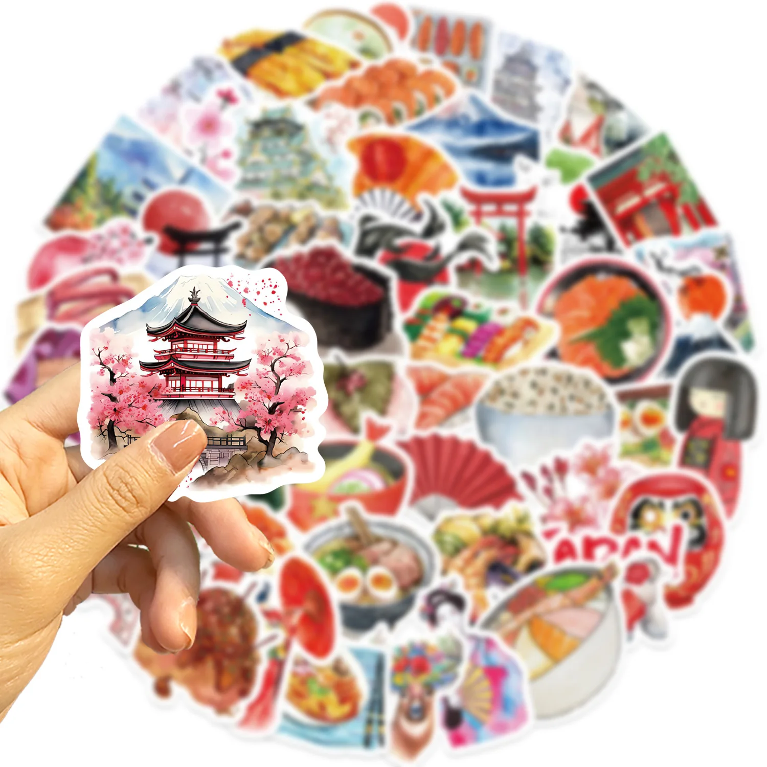 

64PCS Japanese Culture Food Aesthetic Stickers Retro Cartoon Waterproof For Laptop Luggage Guitar Skateboard Vinyl Decals Toy
