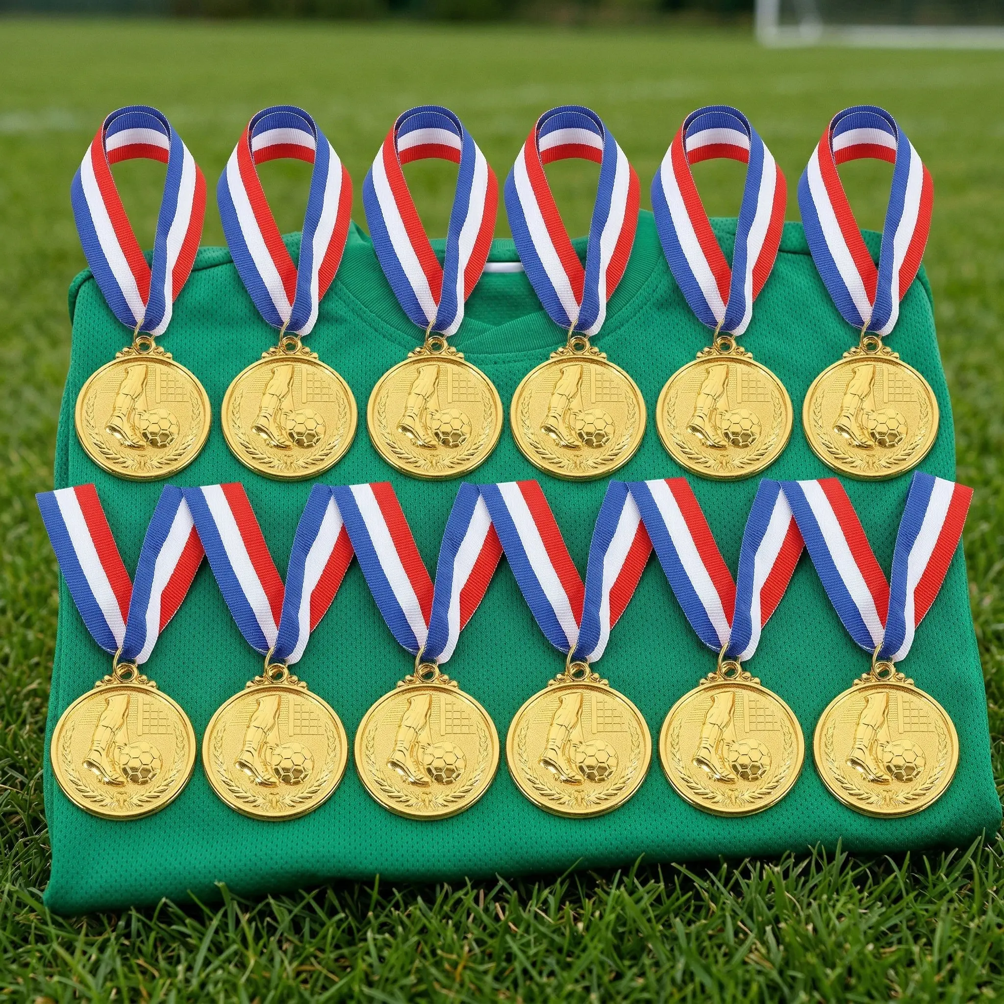 Soccer Medal Trophy Set – Gold Silver Bronze Award Medals for Students, Sports Events, and Competitions