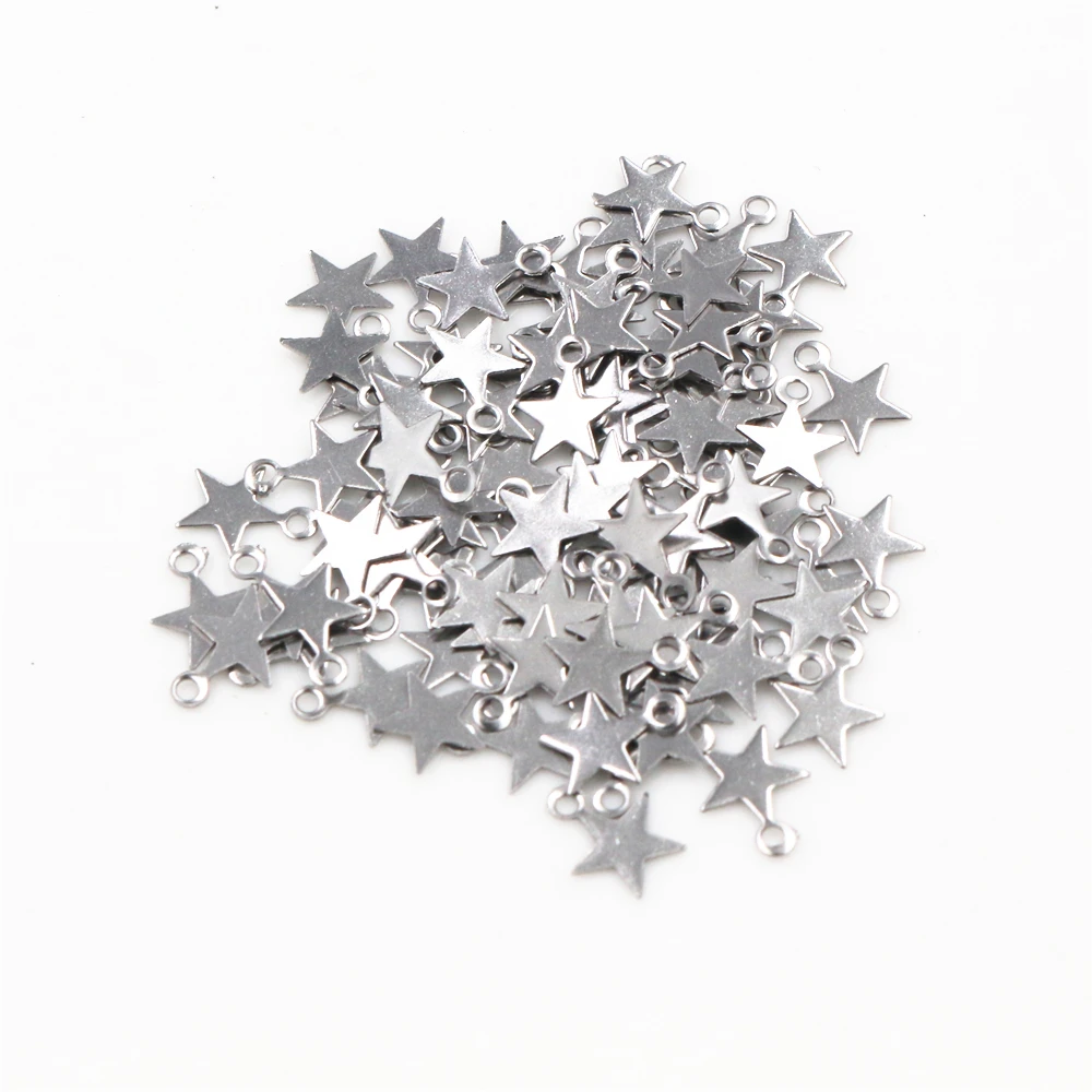 30pc/lot 17x14mm/10x8mm/Charms 316 Stainless Steel five-pointed star Cute for necklace pendant charms diy jewelry making