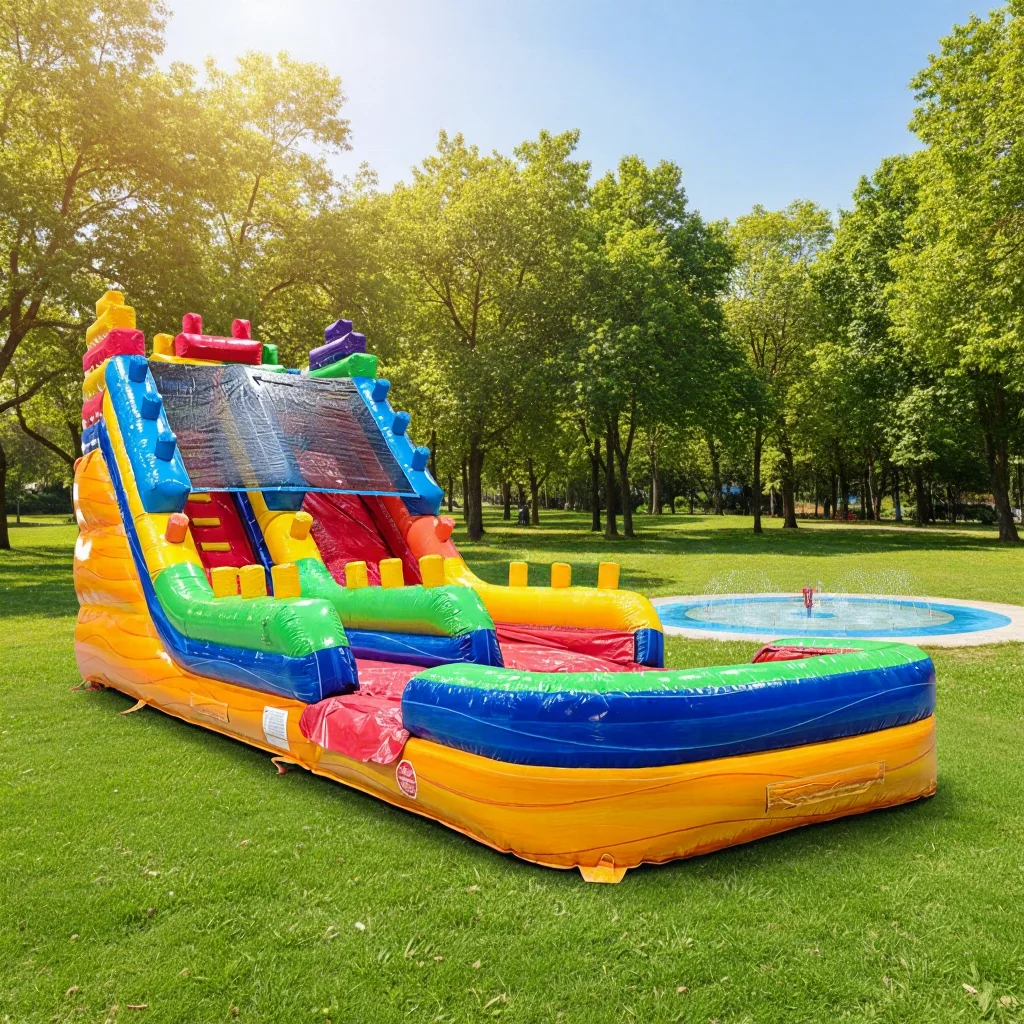 

Commercial Building Blocks Inflatable Water Slide Pool Suitable for Kids Backyard Activities Party Rental