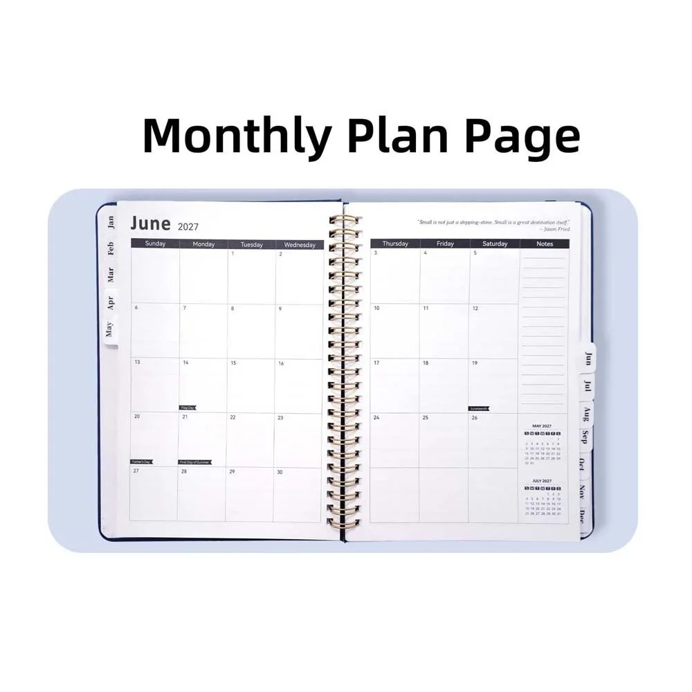 Paper Made 2027 Weekly Planner Solid Color Twin Wire Binding Floral Spiral Notebook Thick Pages Flexible Cover