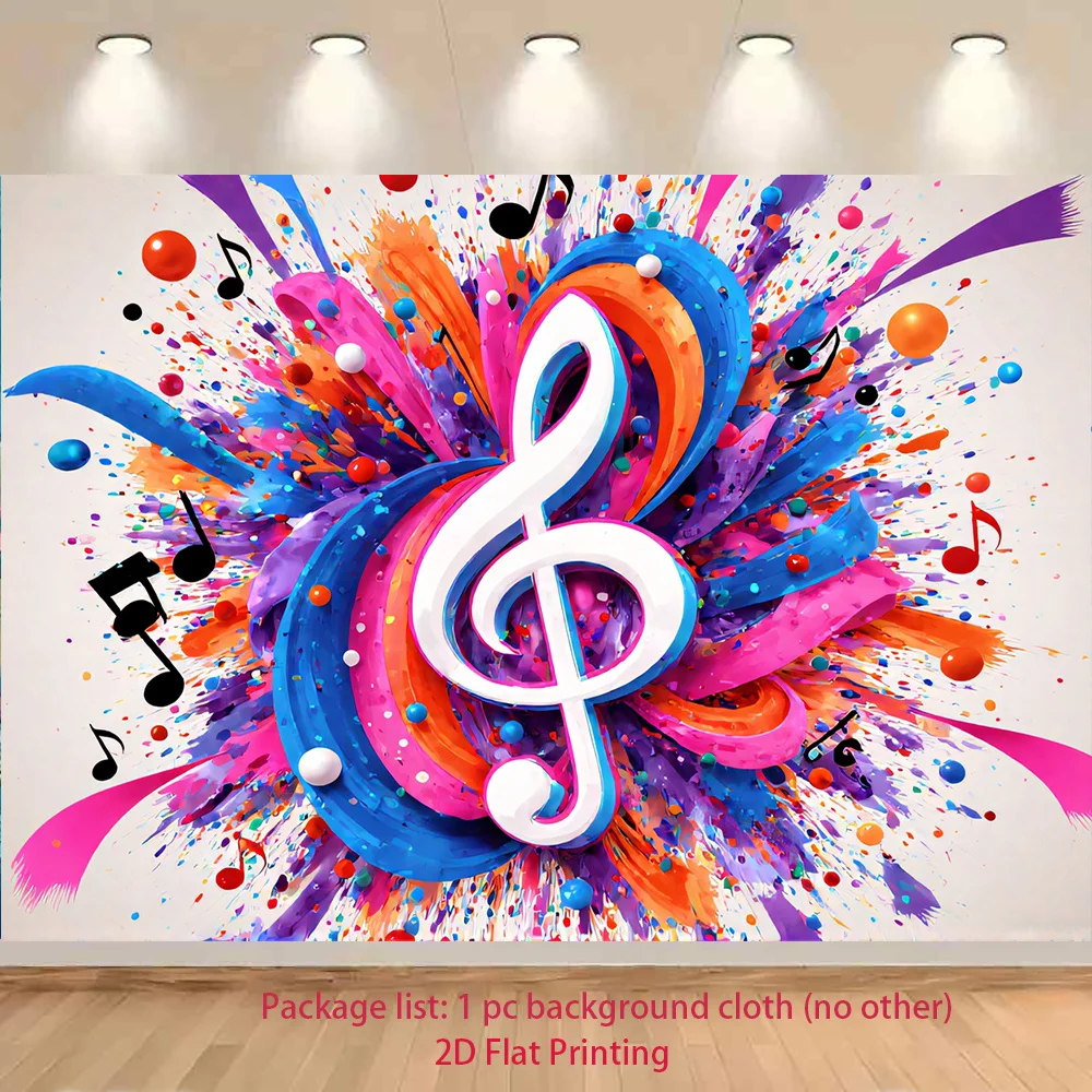 Colorful Music Note Tapestry, Abstract Treble Clef Wall Hanging, Artistic Splash Decor for Studio Bedroom Living Room