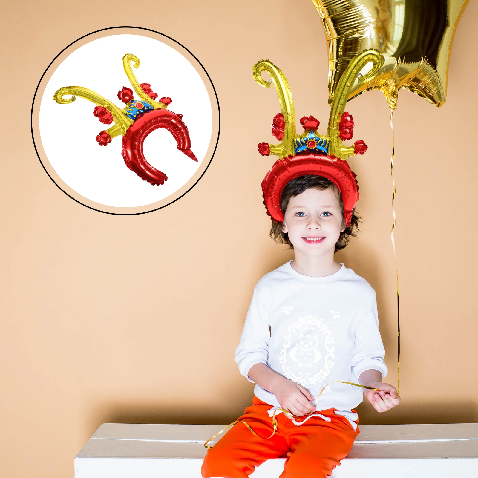 

50 Pcs Headband for Birthday Balloon Cap Party Kids Hair Pink Aluminum Mold Inflatable Headbands Crown Bulk