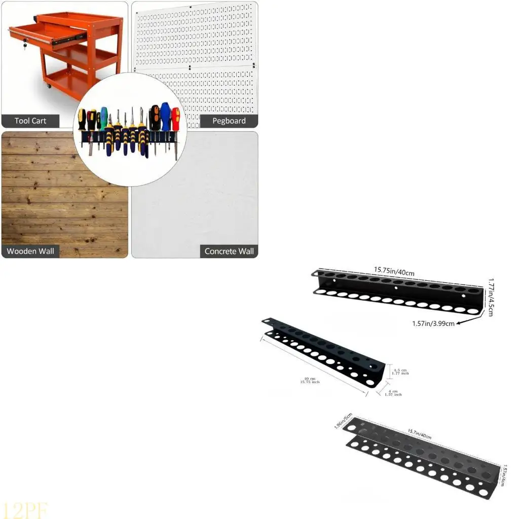12PF Screw Driver Wall Mount Screwdriver Organization Metal Rack Utility Tool Rack