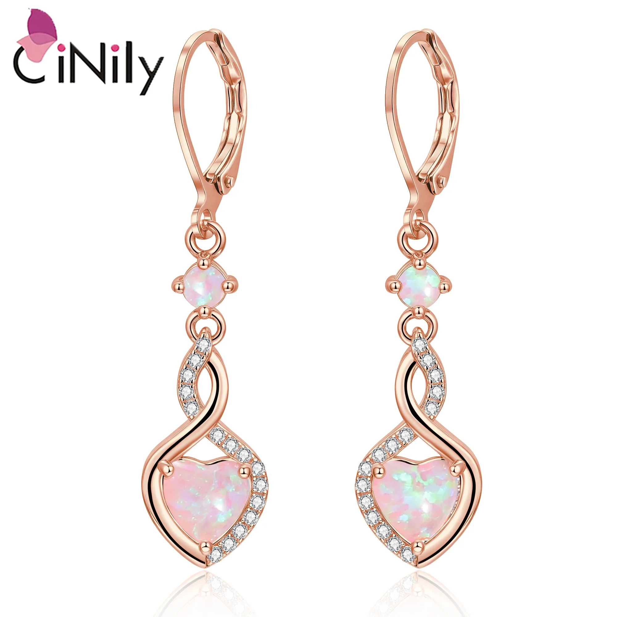 

CiNily сердечный дизайн висячие серьги посеребренные разноцветные опаловые длинные серьги для женщин на день рождения, День святого Валентина, ювелирные изделия, подарок