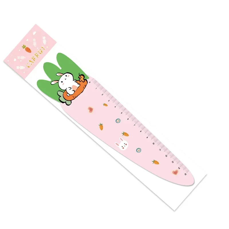 15CM Scale Cute Carrot Magnetic Soft Ruler Drawing Tool Bookmark Cartoon Ruler Student Stationery Cute School Supplies