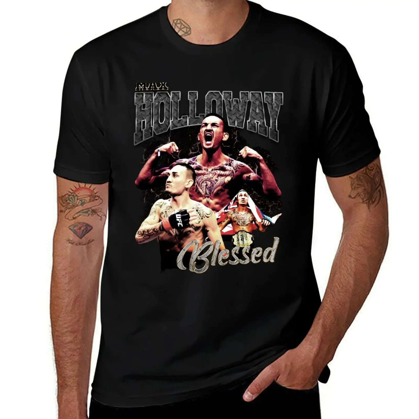 Max Holloway T-Shirt Street Art Print Tee Shirt T-Shirt