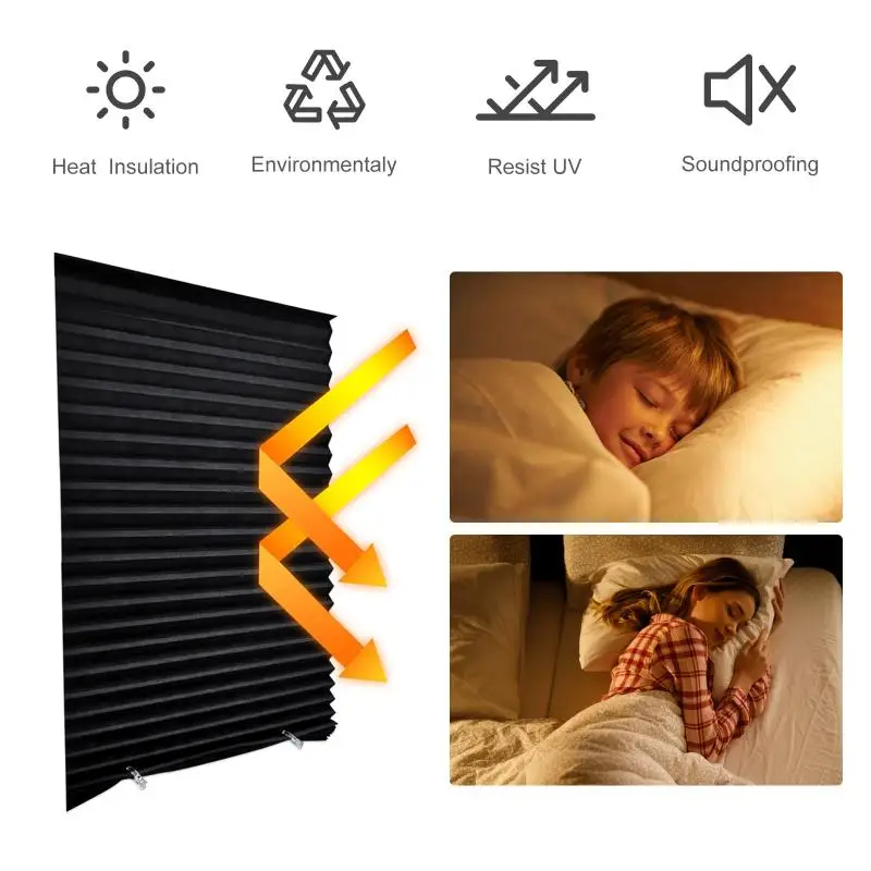 Self Adhesive Window Shades Cordless Window Blinds Pleated Fabric Shades