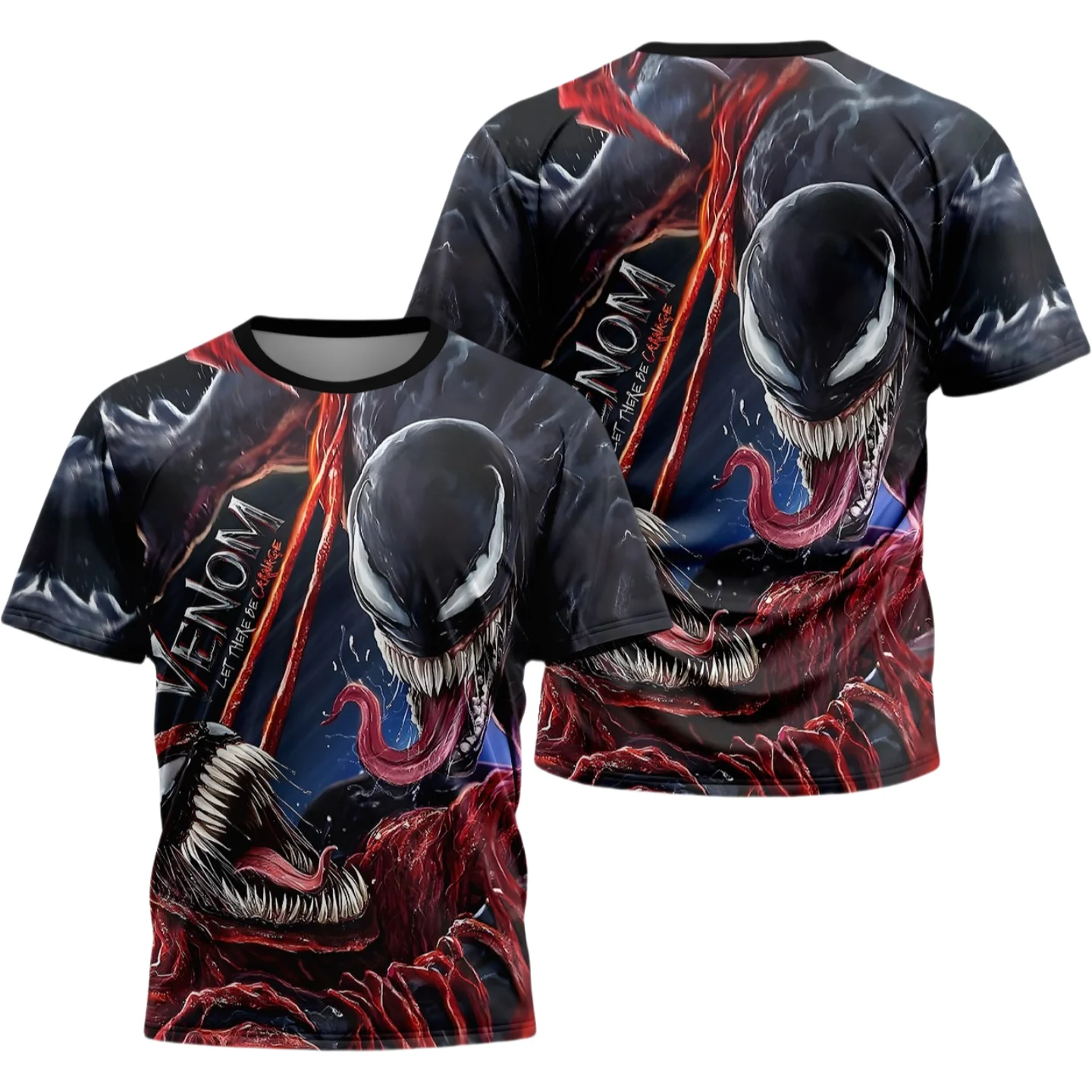 

Fast Drying Breathable Casual Children's Short Sleeves 2025 Summer Marvel Venom 3D Printed Men's Outdoor Clothing Adult T-Shirt
