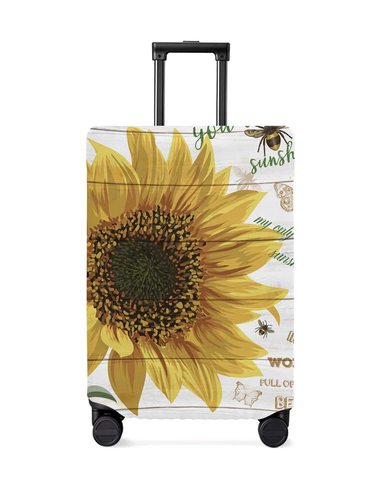 Sunflower Bee Butterfly Wood Board Travel Luggage Protective Cover Travel Accessories Suitcase Elastic Dust Case Protect Sleeve