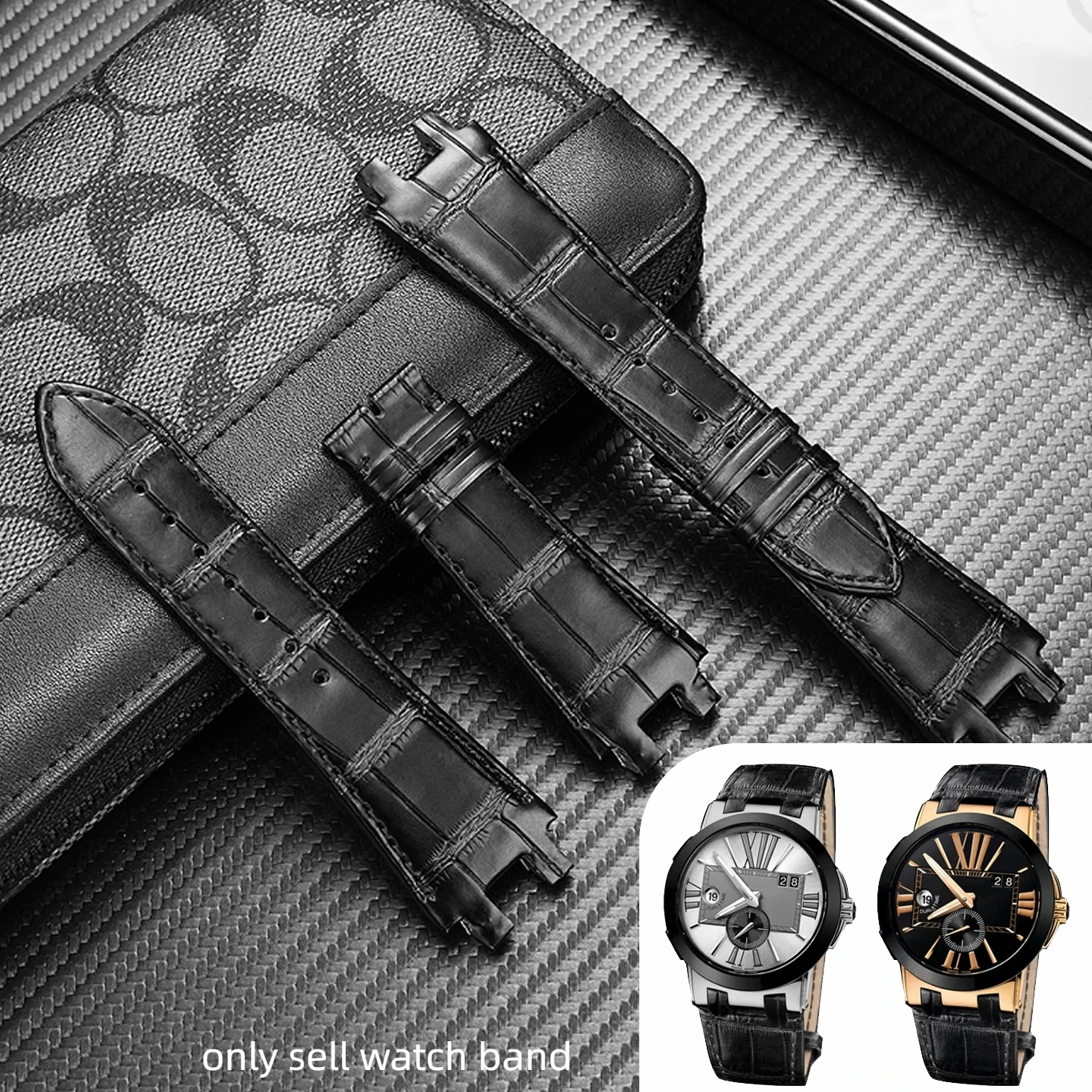 Correa de piel de vaca para Ulysse Nardin BLAST Series 243, administrador náutico 246, correa de reloj de cuero genuino, pulsera de 26mm para hombre