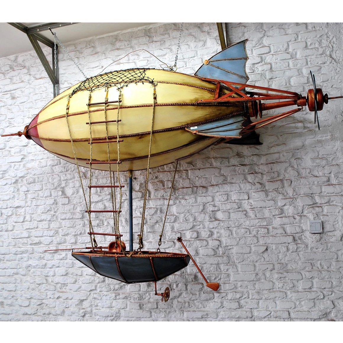 Vintage Iron 19th century Airship Large Aerial Pendant Metal Crafts Wall Decor Hanging air Ship Wall Decor - view 4