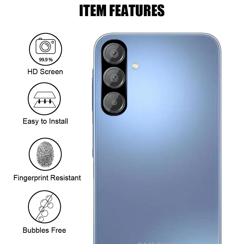 Camera Lens Protector para Samsung Galaxy A15, vidro temperado, não afetar o Flash, Anti Scratch, 5G, 4G, 3pcs