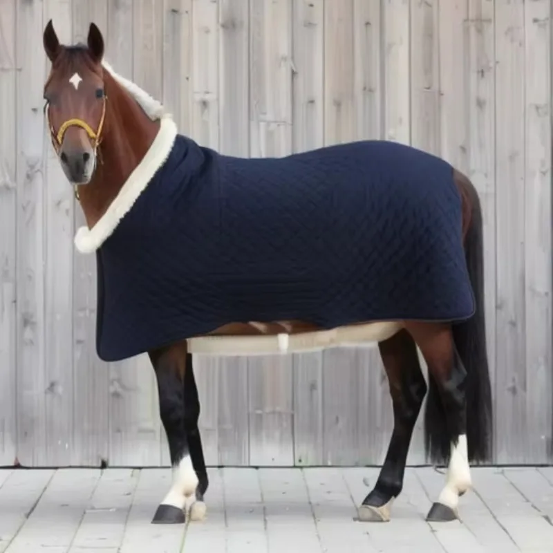 Solid Color Quilted Winter Turnout Horse Rug Detachable Neck Waterproof Cover