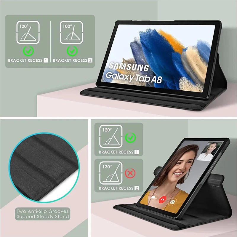 360 Rotating Case for Samsung Galaxy Tab S9 FE S8 S7 11 Inch Tablet Cover Galaxy Tab A9 A8 10.5 X200 A7 Lite 8.7 S6 10.4 Cases