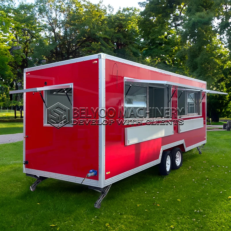 Belyoo US Standard Coffee Trailer De Comida Food Truck Snack Food Van Restaurant Mobile Truck BBQ Concession Trailers for Sale