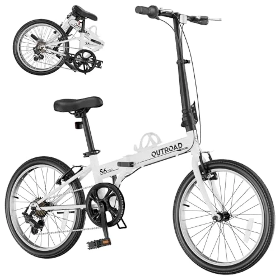 

20 inch Folding Bike for Adults with 7 Speed Derailleur Lightweight Collapsible Bicycle in Black for City Commuting Fold Up Bik
