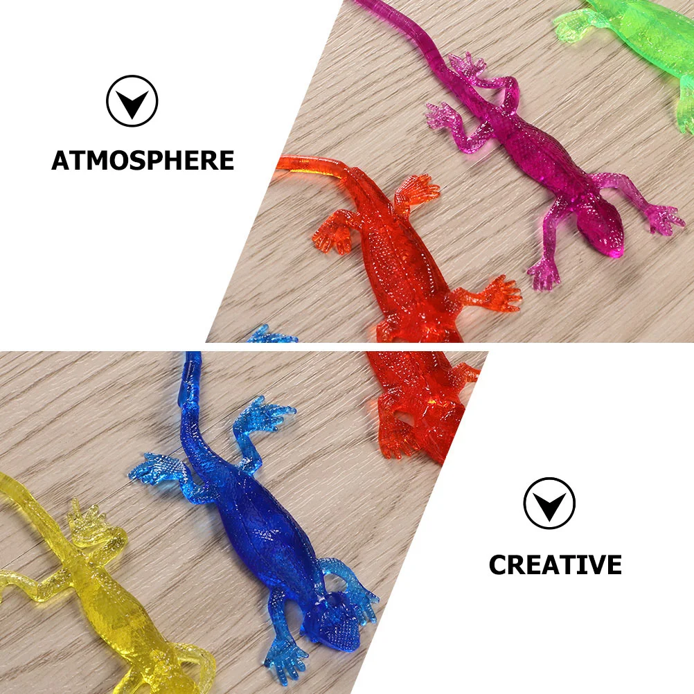 15 Pcs Lizard Soft Gummy Ball Toys Stretchy Sticky Lizards Crawl Decompression Kids Interactive Plaything Child Creative