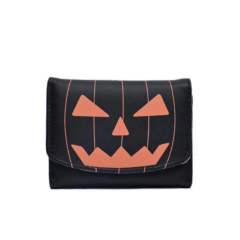 1pc Retro Minimalist Wallet Halloween Fashion Pumpkin Head Printed Handbag Women\'s Wallet Holiday Gift