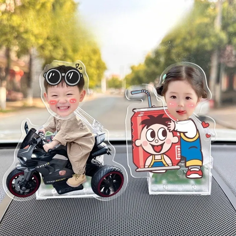 Picture Car Accessories  Shake Head  Couples cute cartoon Action Figurines Family Photo Custom Ornament Auto Interior Dashboard