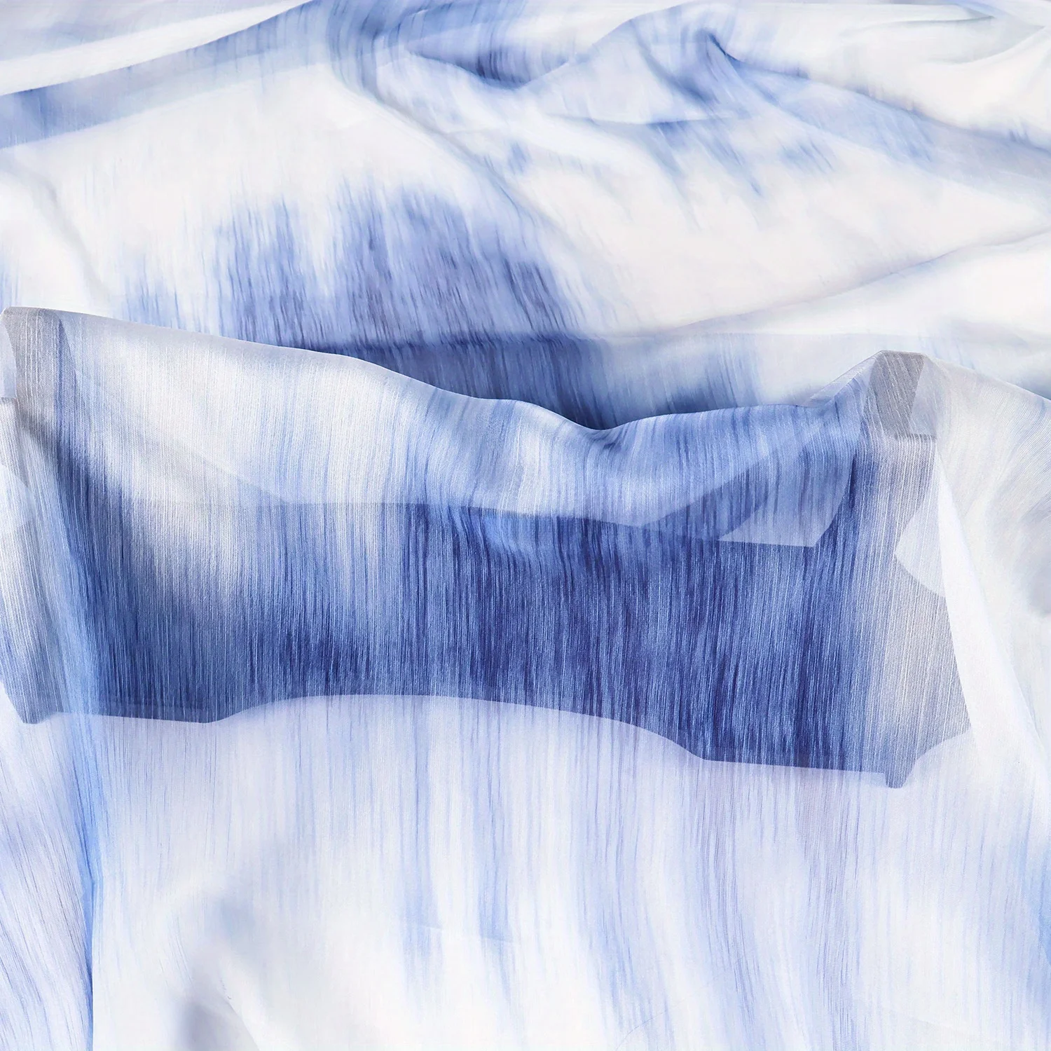 2 Yards Blue Gradient Tie-Dye Ink Printed Thin Chiffon Tencel Mesh Fabric Spring and Summer Ancient Han Dynasty Skirt Fabric