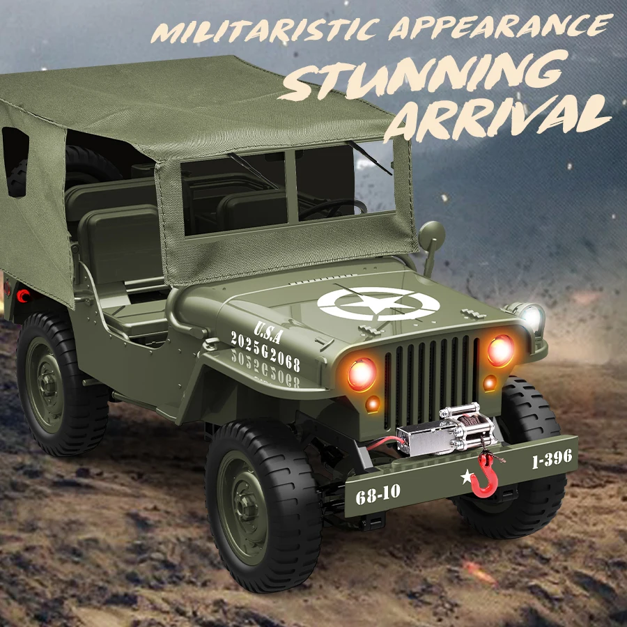 JJRC C8815 Rc Car 1:10 Scale Simulation Model 2.4G 4WD With Winch Crawler Climbing Military Truck Offroad Vehicle Adult Toy Gift