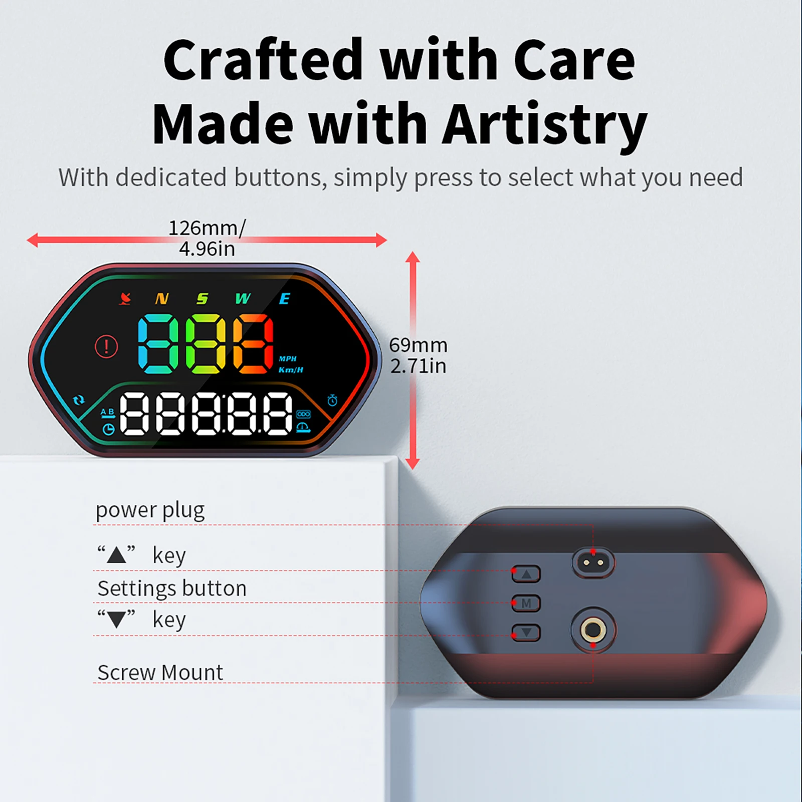 GPS Motorcycle Speedometer HUD Car Head Up Display Waterproof Gauge Compass Stopwatch Time Display with Overspeed Alarm For All