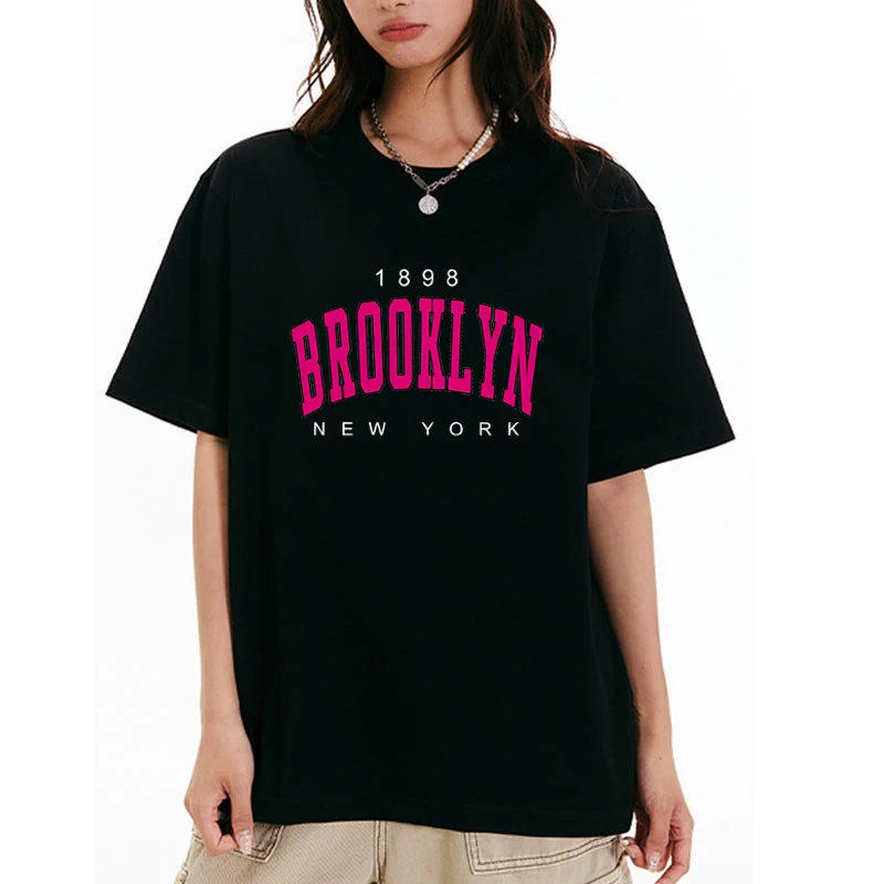 

Hot Sale 1898 Brooklyn New York printed Short Sleeve T-Shirts Summer Man Women T Shirt Loose Casual Streetwear Tops Unisex