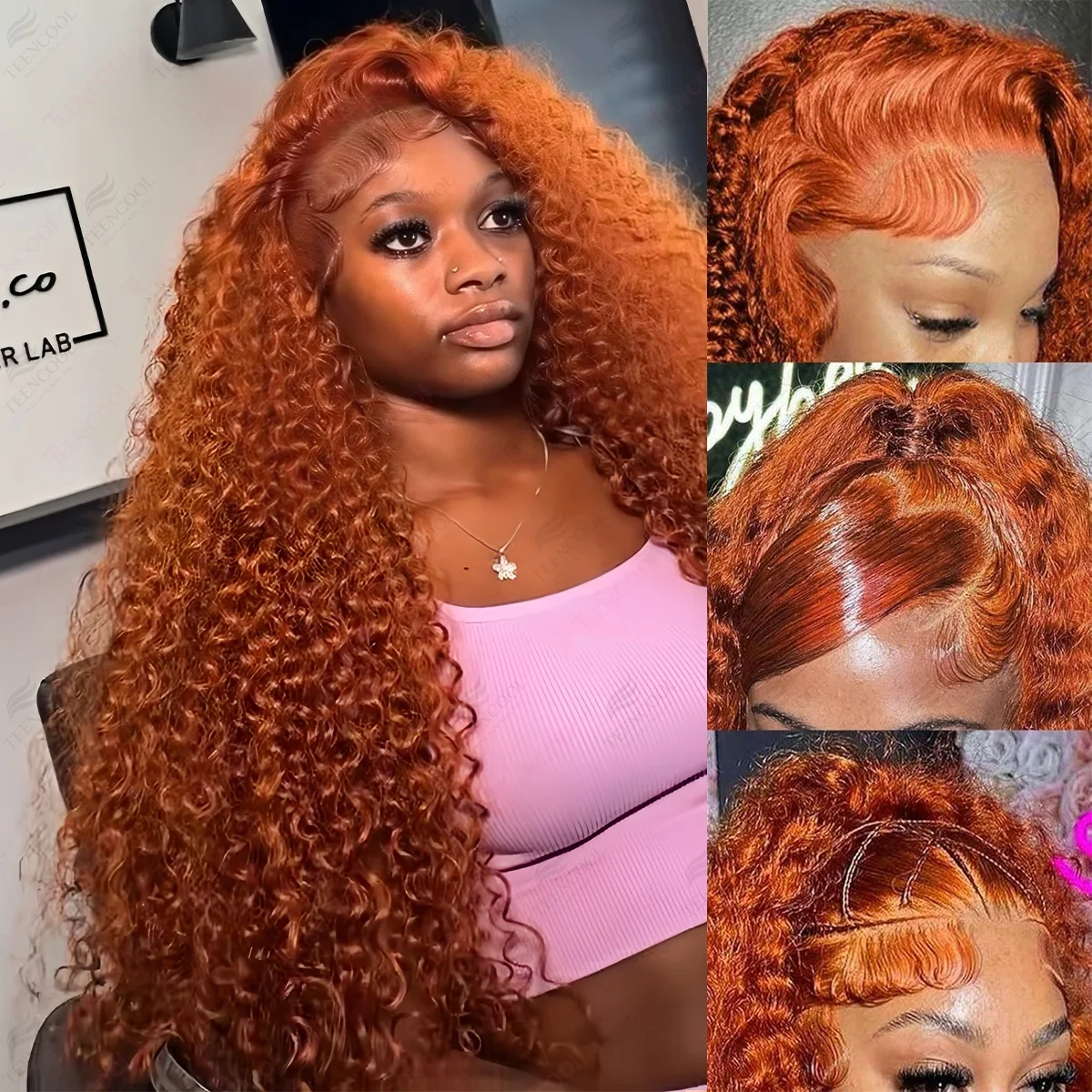 

Парик Deep Wave 30 дюймов, имбирно-оранжевый, бразильский, с HD-кружевной передней частью 13x6 # 350 цветных париков из натуральных волос с водной волной и кружевной передней частью, кудрявые