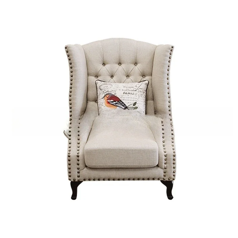 

American tiger chair furniture simple modern fabric buckle soft bag single sofa foot chair