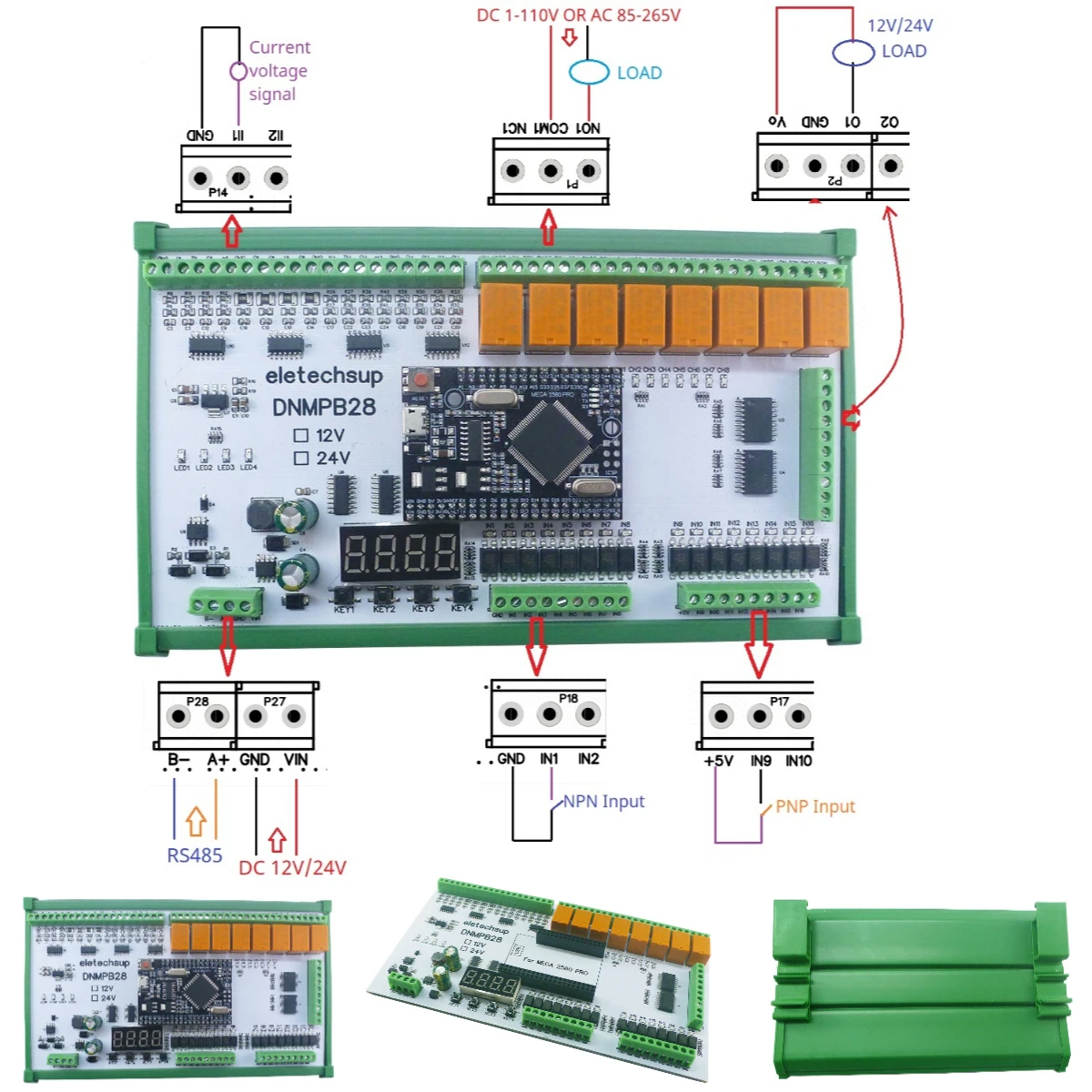 placa simples do plc io para o contato de arduino seco e molhado mos rele rs485 mega2560 16do 420ma tensao atual de 010v 12v 24v 01