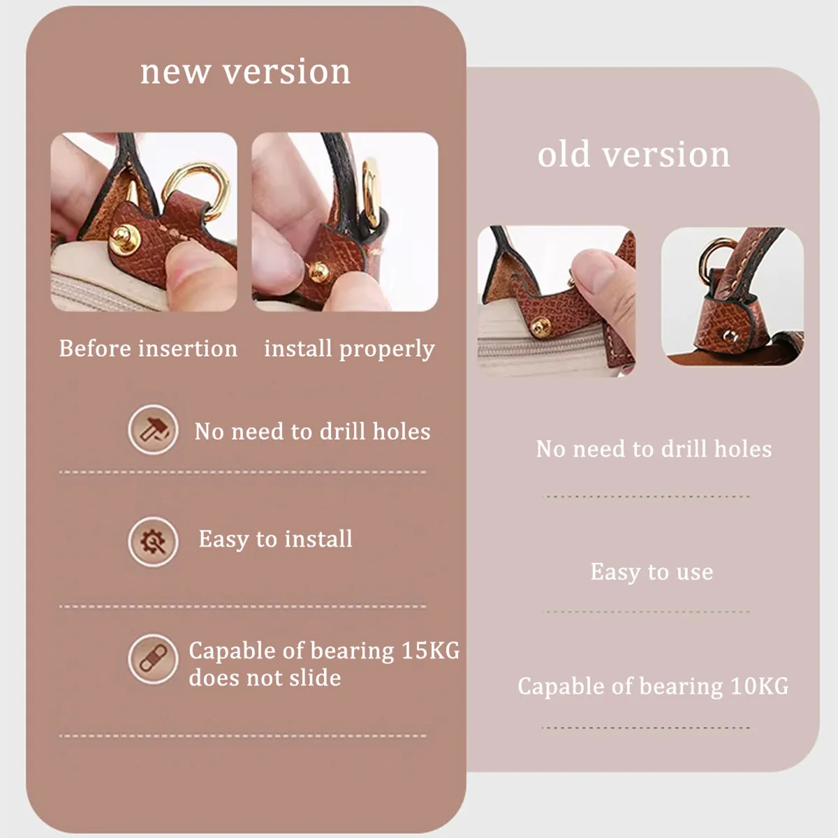 1 Set Mini Leather Bag Strap for Longchamp Punch-Free Shoulder to Crossbody Transformation Replacement Shoulder Bag Accessories