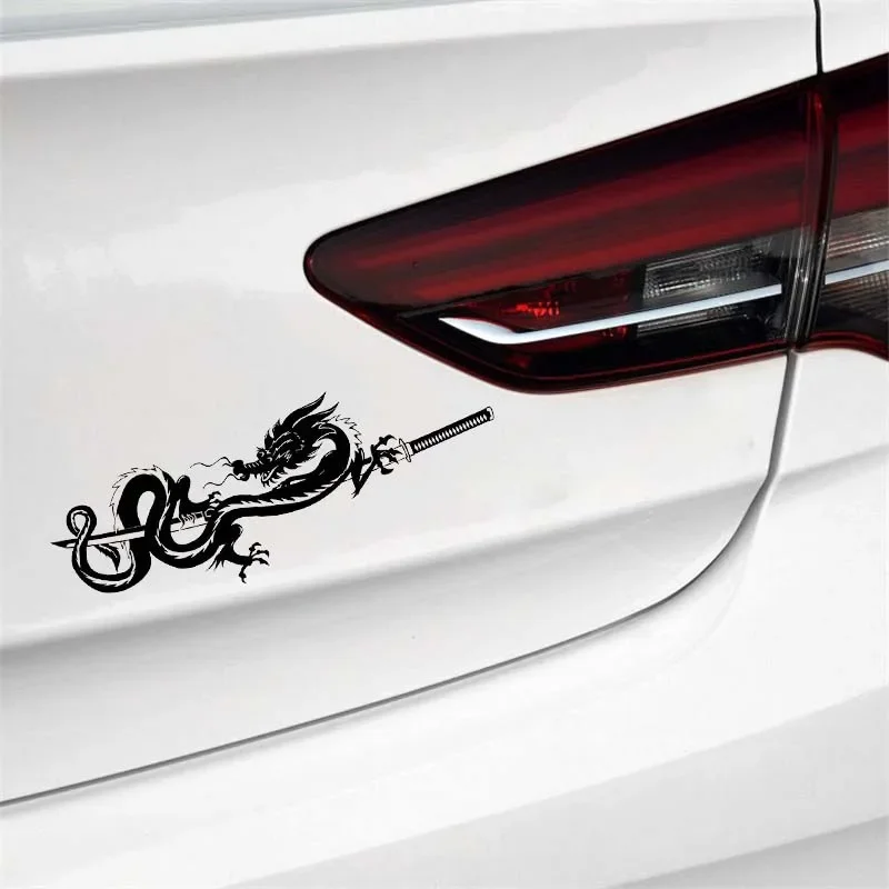 Oem Dragon Samurai Symbol Car Sticker Decal Soldier Black/Silver Covering The Body Vinyl 18.2*7.6CM