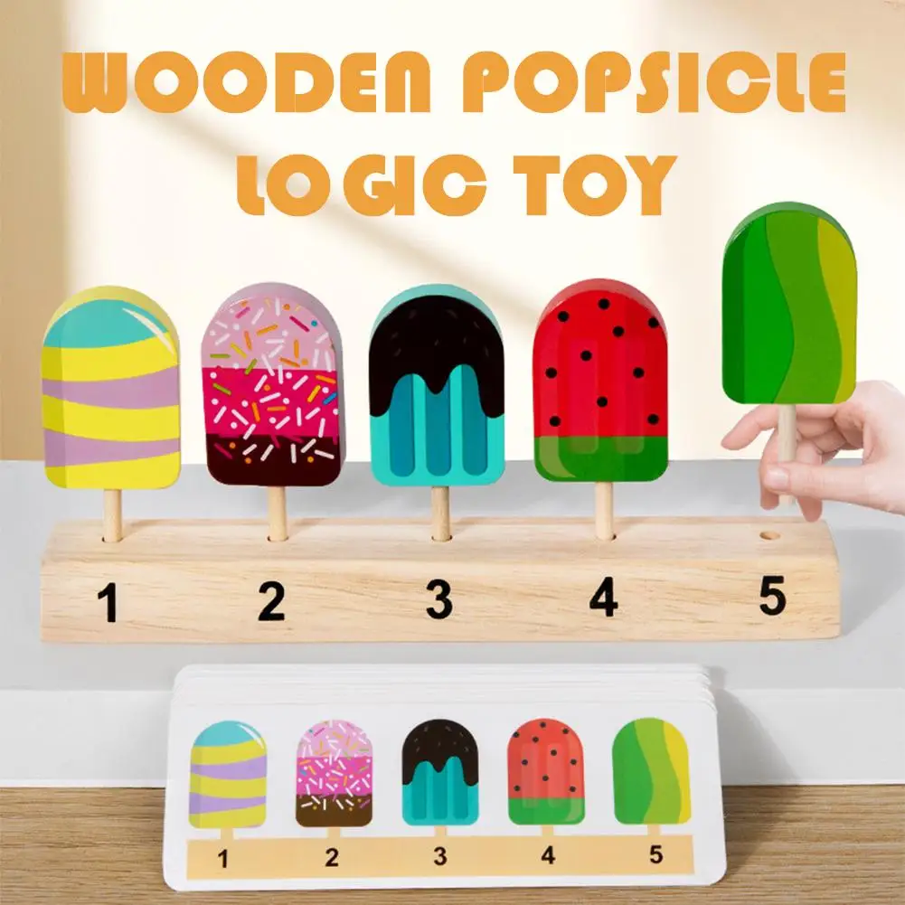 กระดานไม้จับคู่สีและรูปทรงสำหรับเด็ก พร้อมผลไม้ ลูกอม ไอศกรีม สำหรับฝึกการคิดเชิงตรรกะและเล่นบทบาทสมมติ
