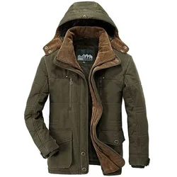 2024 Parka Outdoor Men's Winter Jacket Plus Velvet Thick Warm Multi Pocket Jackets Solid Parkas Male Coat Large Size Clothing