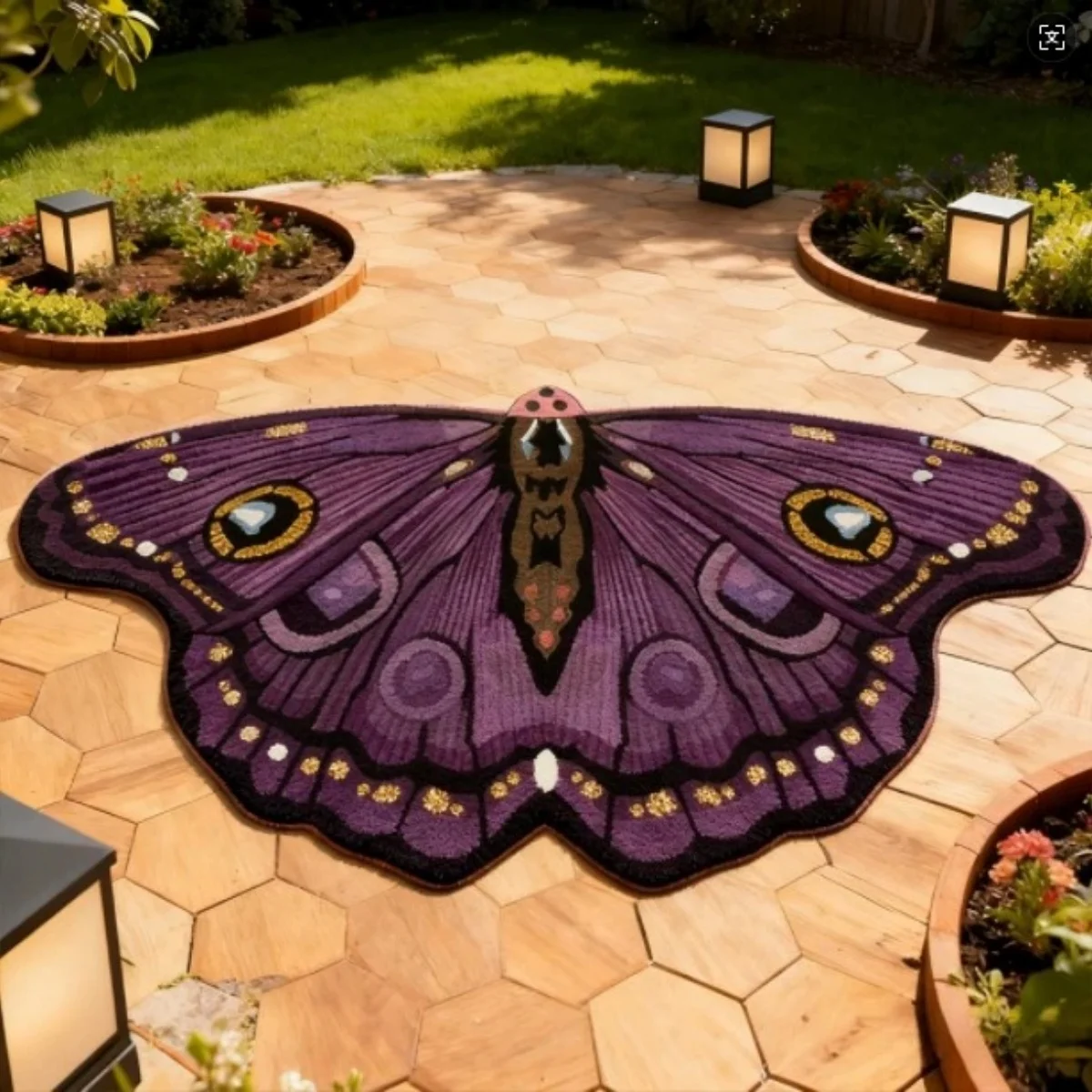Moth Shaped Rug Bohemian Irregular Floor Mat Artistic Patio Decor Eye-catching Living Room Accent Home Styling