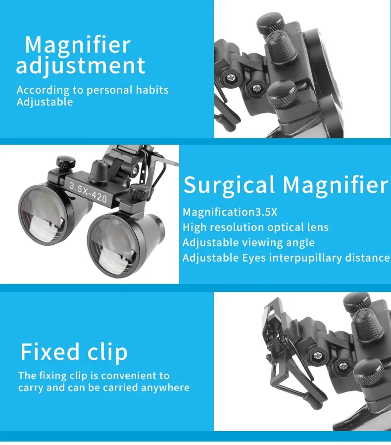 Binocular Magnifier with Clip Dental Loupes 2.5X 3.5X Dentist Tools Magnifying Glass Dental Dentisry Products Loupe Magnifier