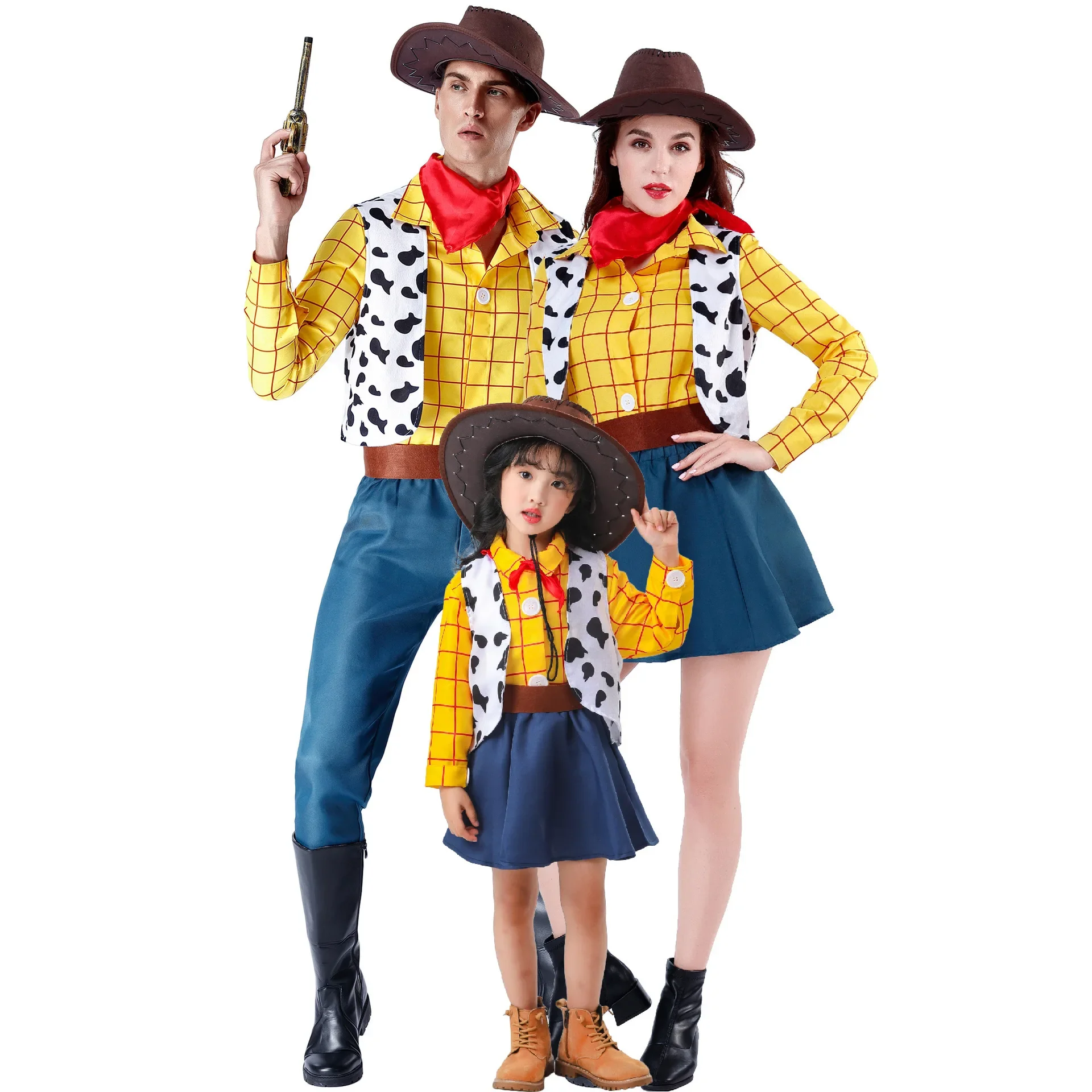 Toy Story-traje de Cosplay de vaquero Woody para mujer, hombre y niño, uniforme de juego de fiesta familiar de Halloween unisex