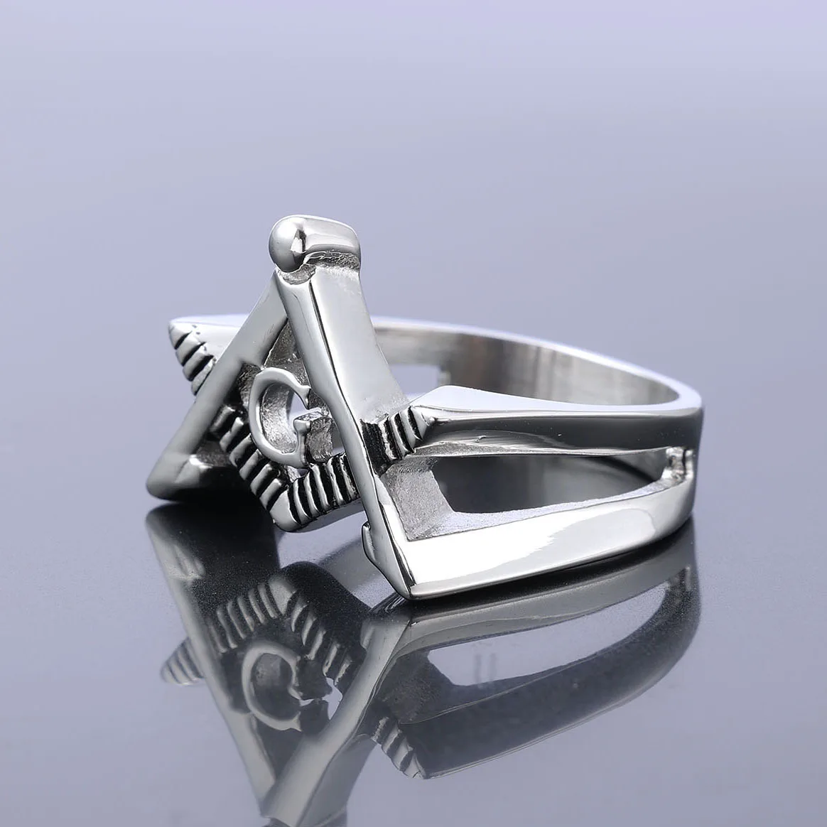 Cheap Custom Simple freemason symbol stainless steel metal antique silver masonic men rings