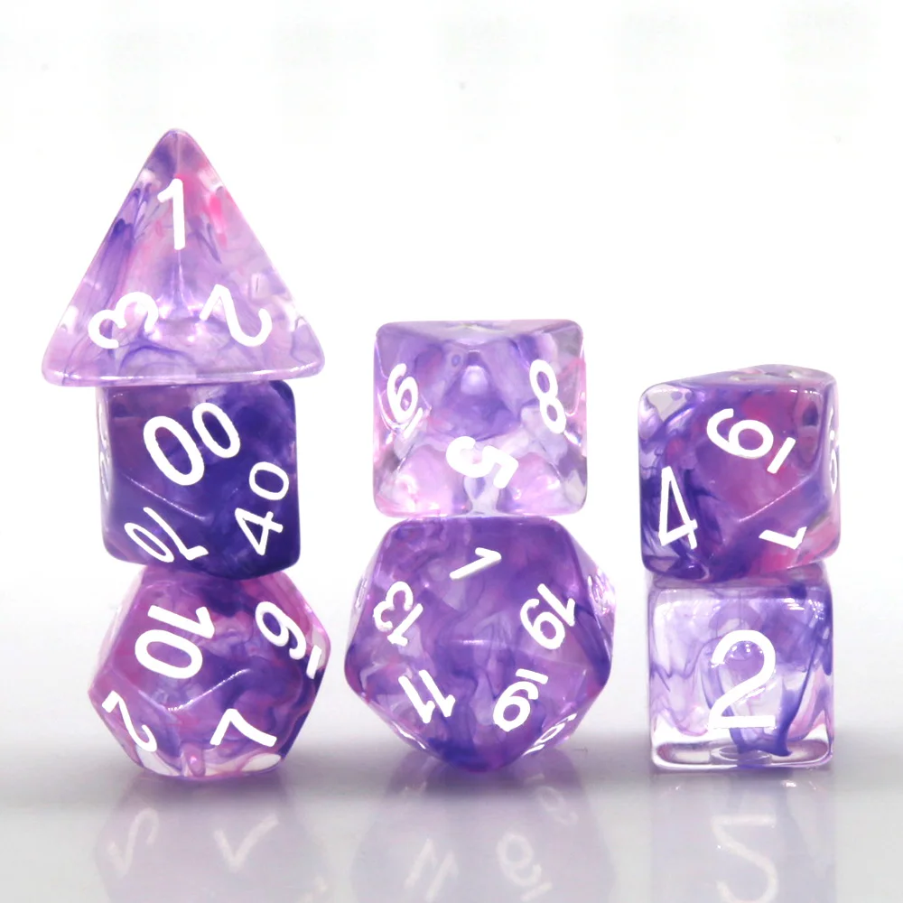 7Pcs/set Resin Transparent Multi-Color Dungeons Dragons Dice Set for DnD RPG MTG Dice Games Club Toys Entertainment Accessory