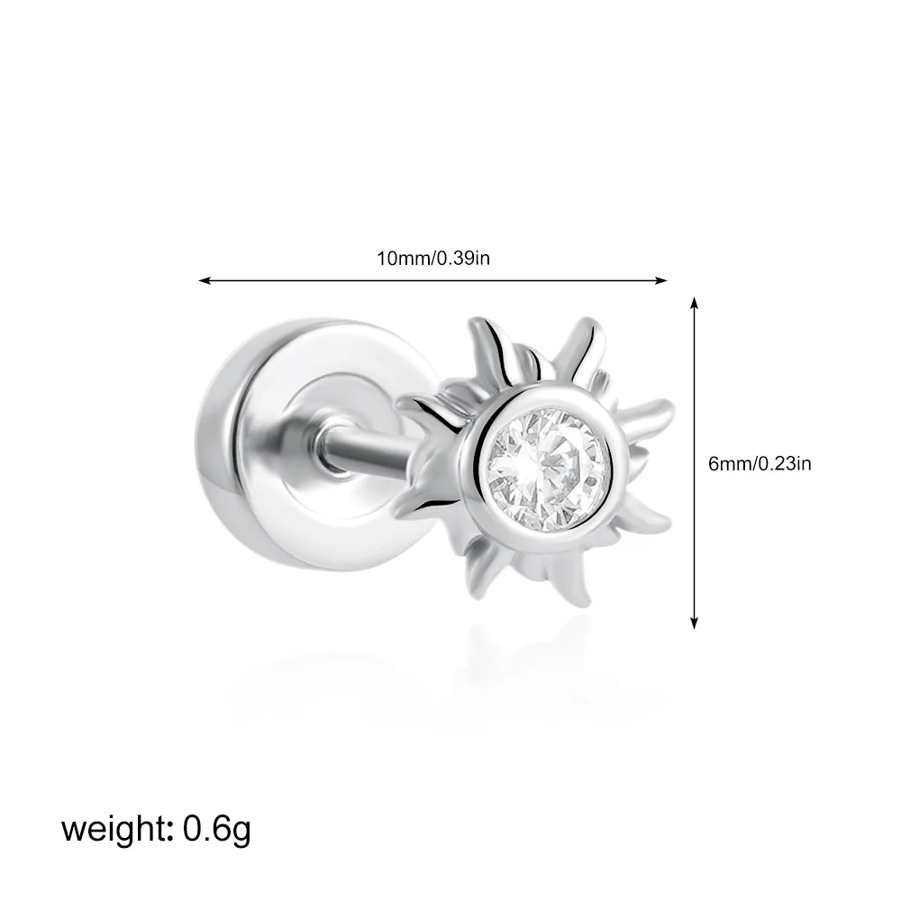 1PC Chirurgische Edelstahl Ohrringe für Frauen Zierliche Ohrringe mit flacher Rückseite Ohrstecker 20G CZ Knorpel Helix Tragus Conch Lobe Piercing – Detail 14