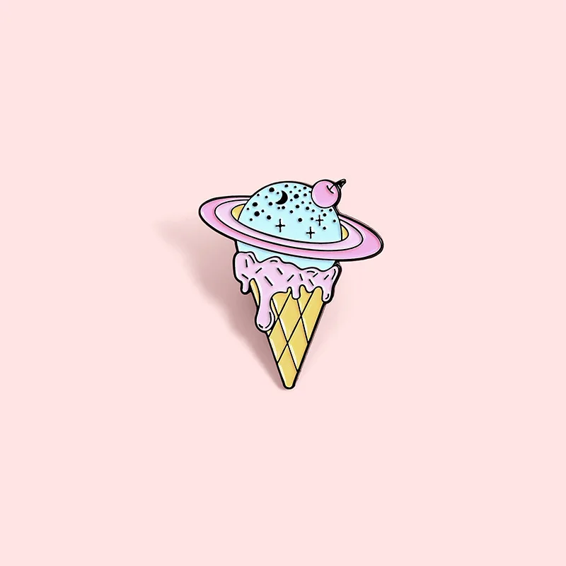 Planet Ice Cream Enamel Pins Custom Soft Cone Brooches Lapel Badges Backpack Cute Cartoon Food Jewelry Gift for Friend Wholesale